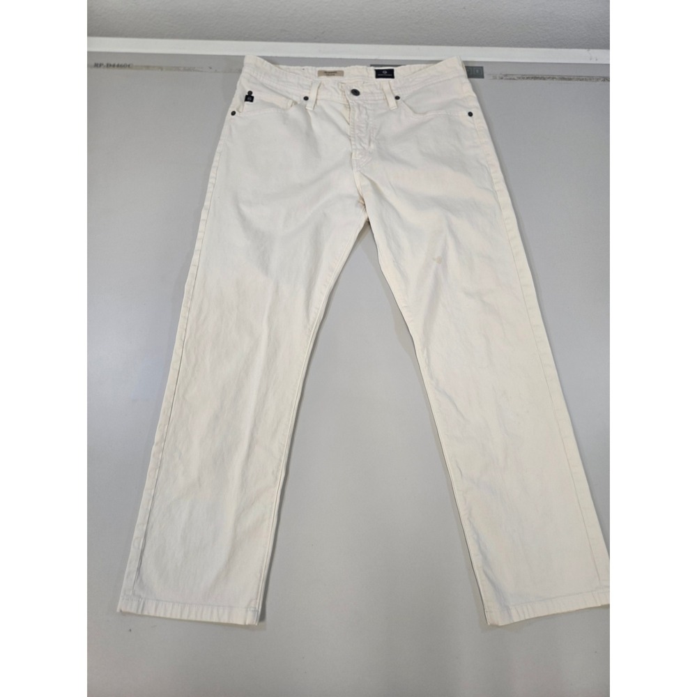 AG Adriano Goldschmied The Graduate Tailored Leg Pants Off White Cream 34x32